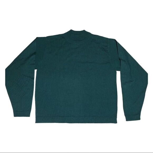 Pendleton Knit‎ Top Sweater ￼100% Wool Green Mock Neck Vtg Petite Small USA B1 - Picture 1 of 3